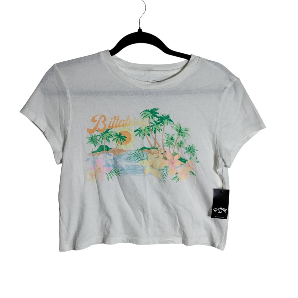 Billabong White Tropical Palm Crop Tee